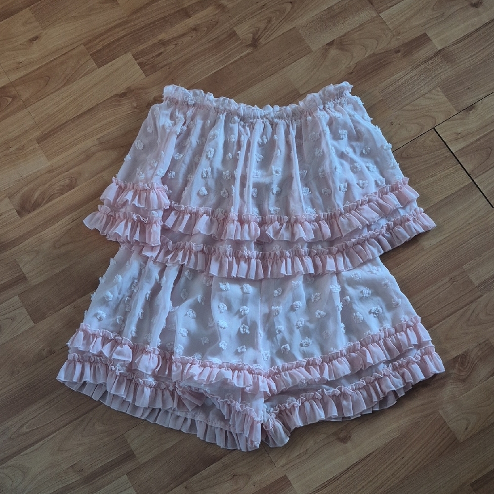 Pink Ruffled Women's Romper